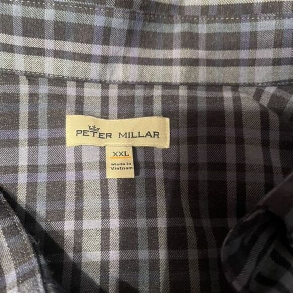 Peter Millar Soft Button Down Shirt 2XL Blue Paid Long Sleeve - Picture 2 of 5